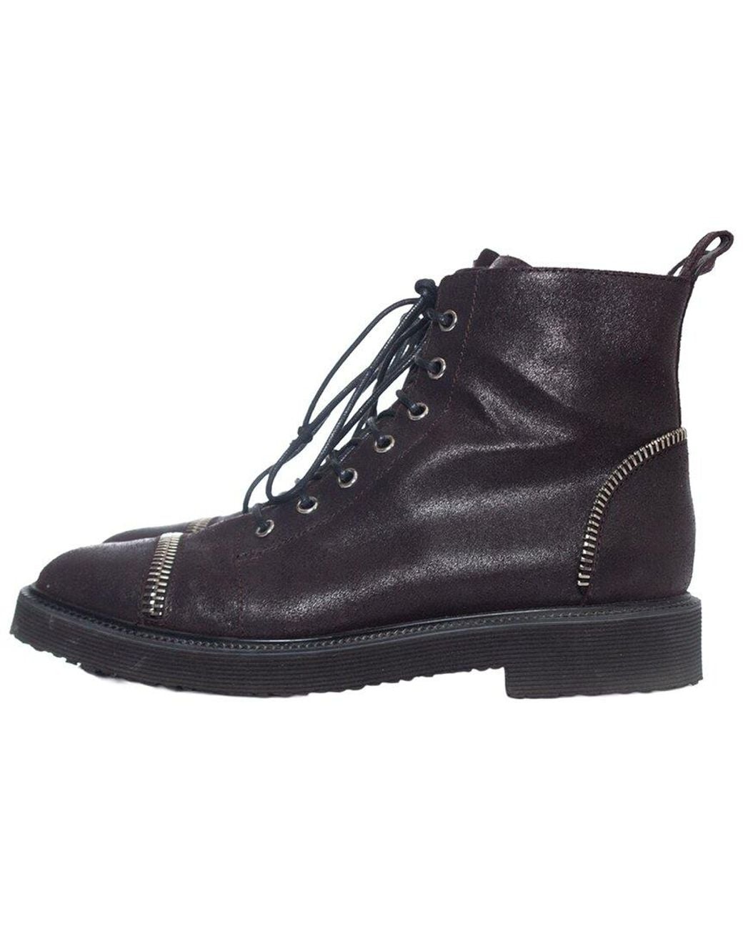 Giuseppe Zanotti Blue Leather Zipper Lace-up Biker Boot (authentic Pre- Loved)