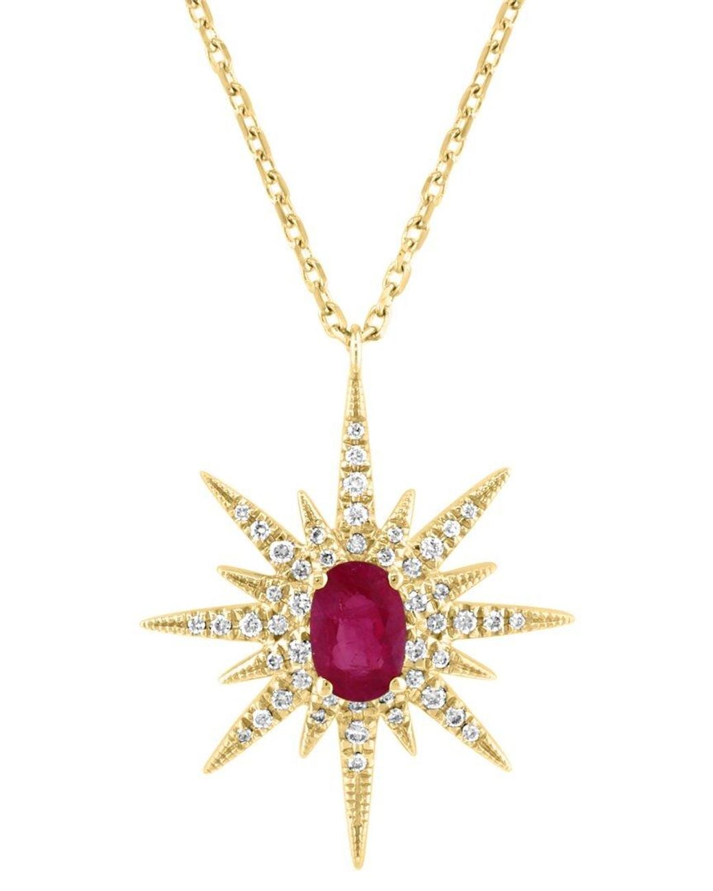 Effy Fine Jewelry Metallic 14k 0.86 Ct. Tw. Diamond & Ruby Necklace