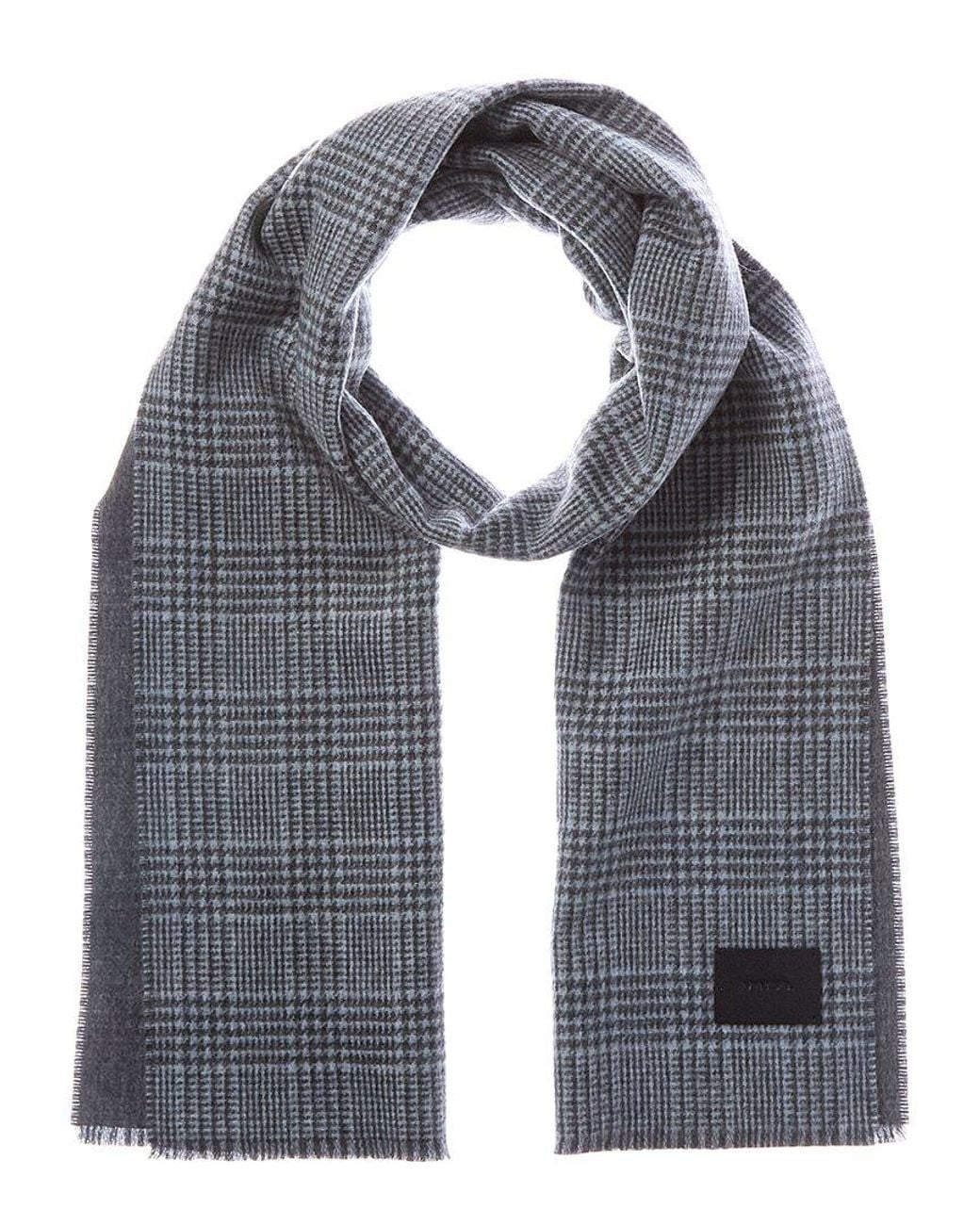 Vince Gray Double Face Creekside Plaid Wool & Cashmere-Blend Scarf for men
