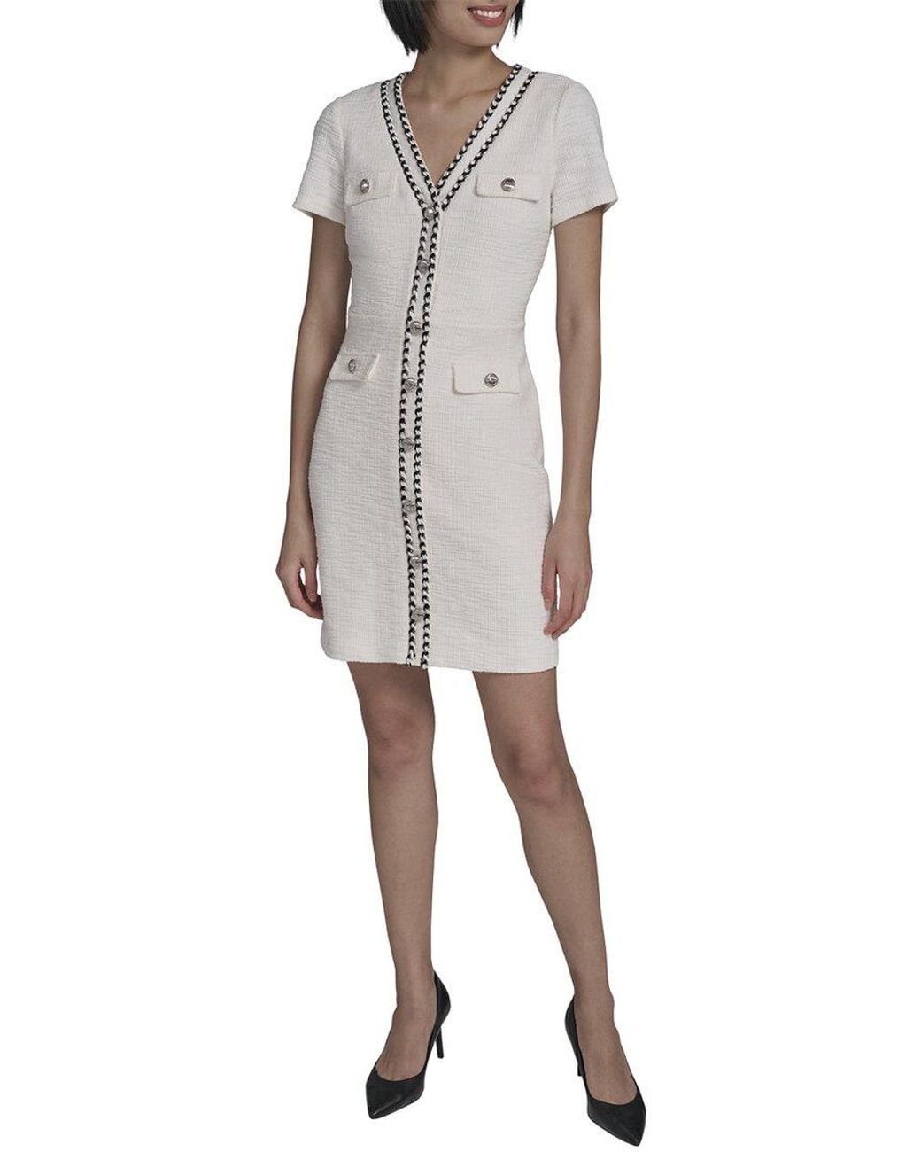 Karl Lagerfeld Gray Tweed Boyfriend Dress