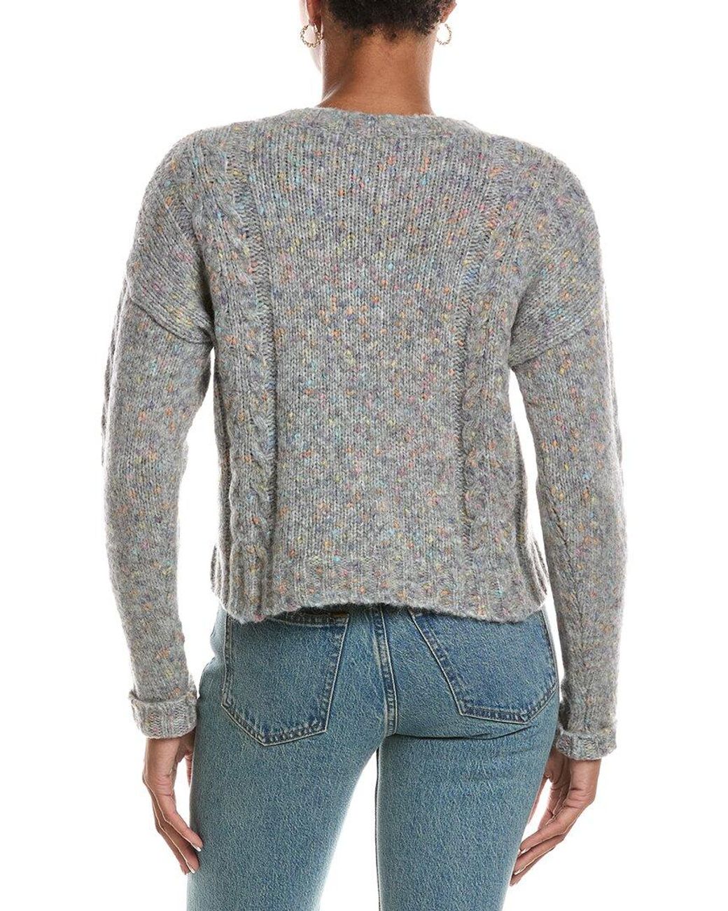 Autumn Cashmere Gray Confetti Cable Boxy Wool & Alpaca-Blend Cardigan