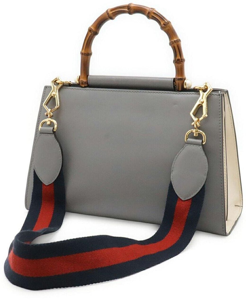 Gucci Gray Grey Others Bamboo Handbag 2way (authentic Pre-loved)