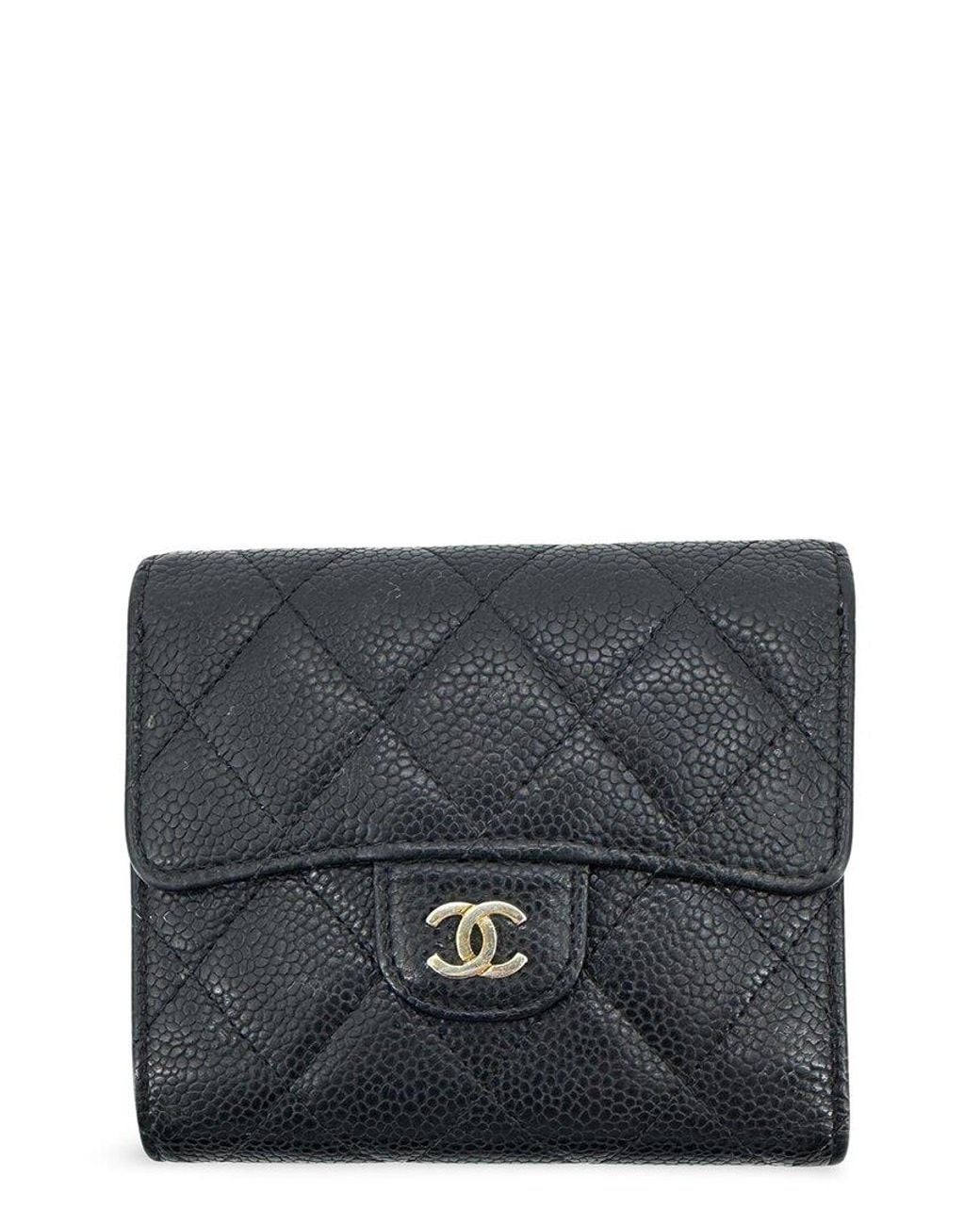 Chanel Gray Calfskin Leather Classic Small Flap Wallet (Authentic Pre-Loved)