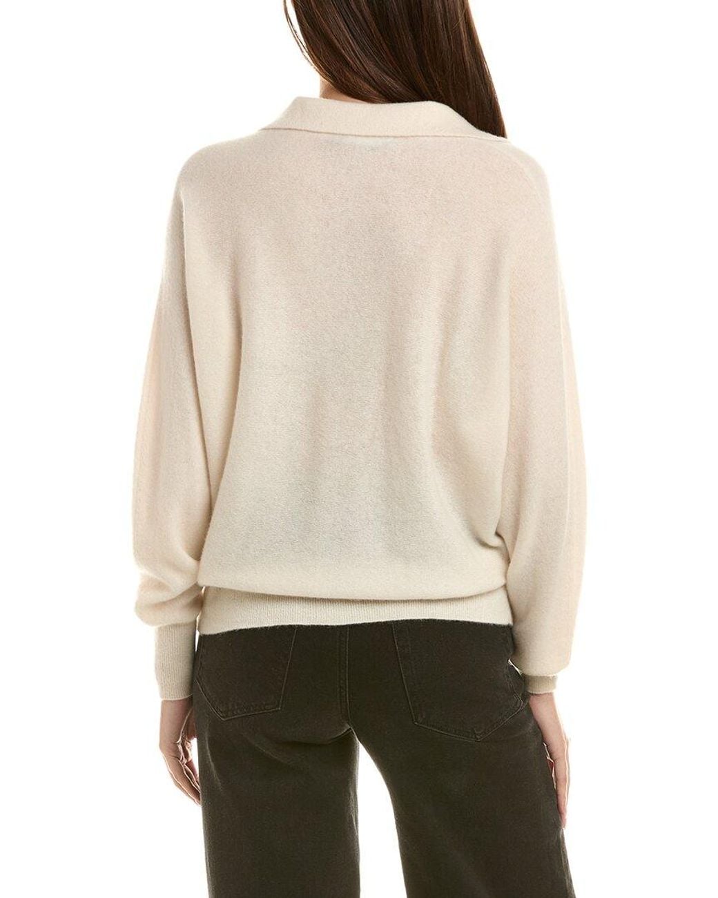 InCashmere Natural 100% Cashmere Oversize Polo Sweater