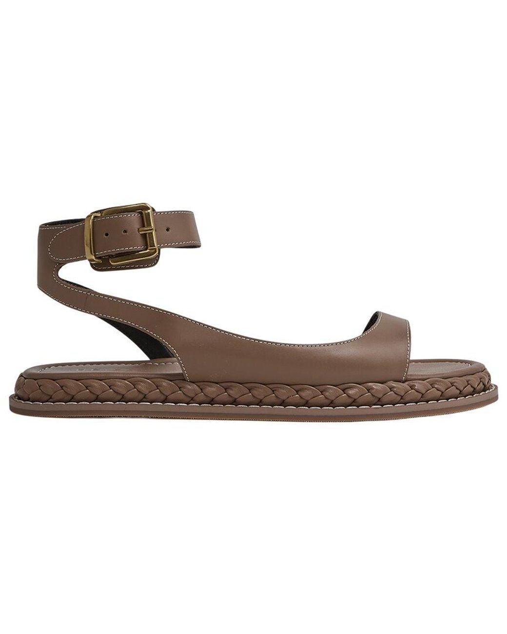 Reiss Brown Gabi Plait Leather Sandal