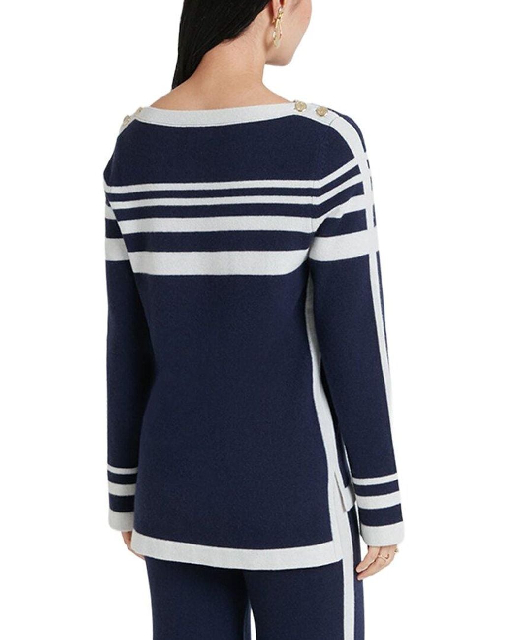 Temperley London Blue Bretton Wool & Cashmere-Blend Top