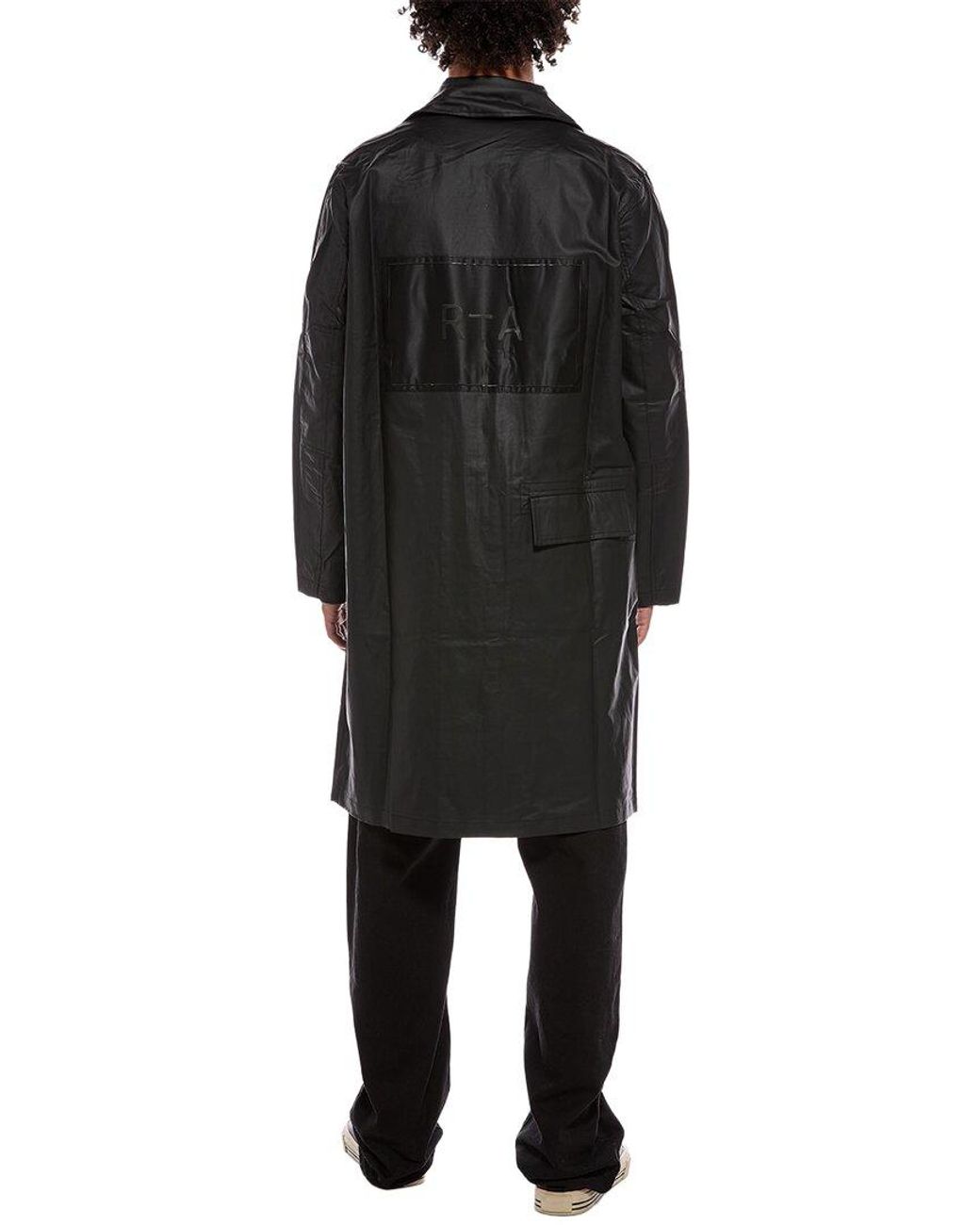 RTA Black Pluto Linen-Blend Trench Coat for men