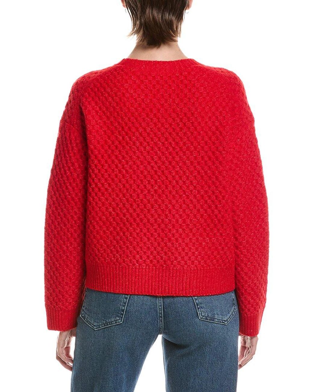 Michael Stars Red Sophia Honeycomb Stitch Sweater