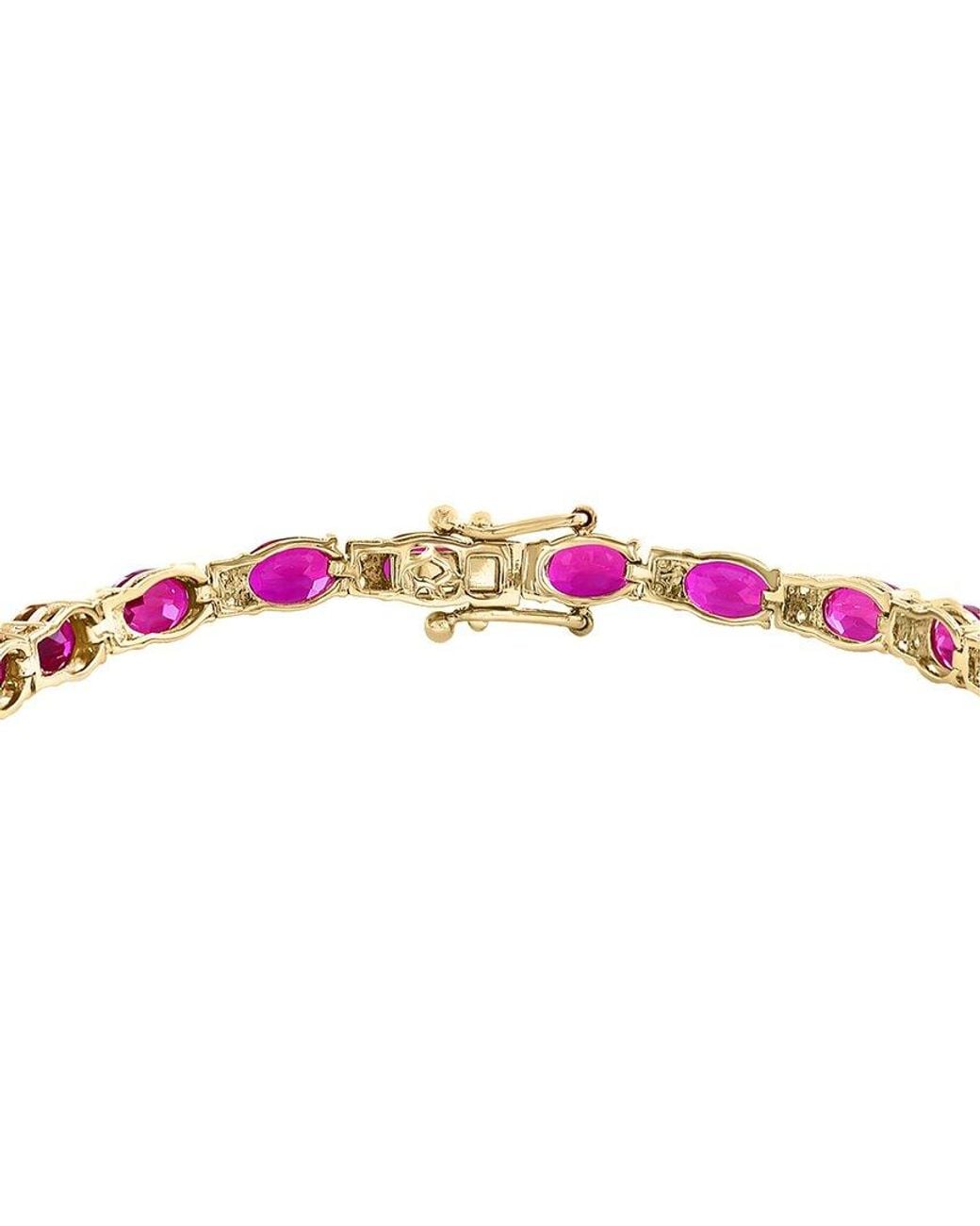Effy Fine Jewelry Pink 14K 12.24 Ct. Tw. Lab-Grown Diamond & Lab-Grown Ruby Bracelet