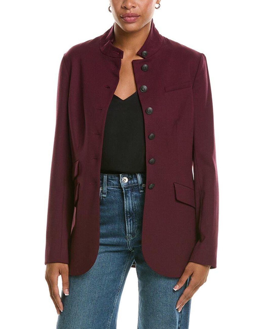 Rag & Bone Purple Slade Long Wool-Blend Blazer