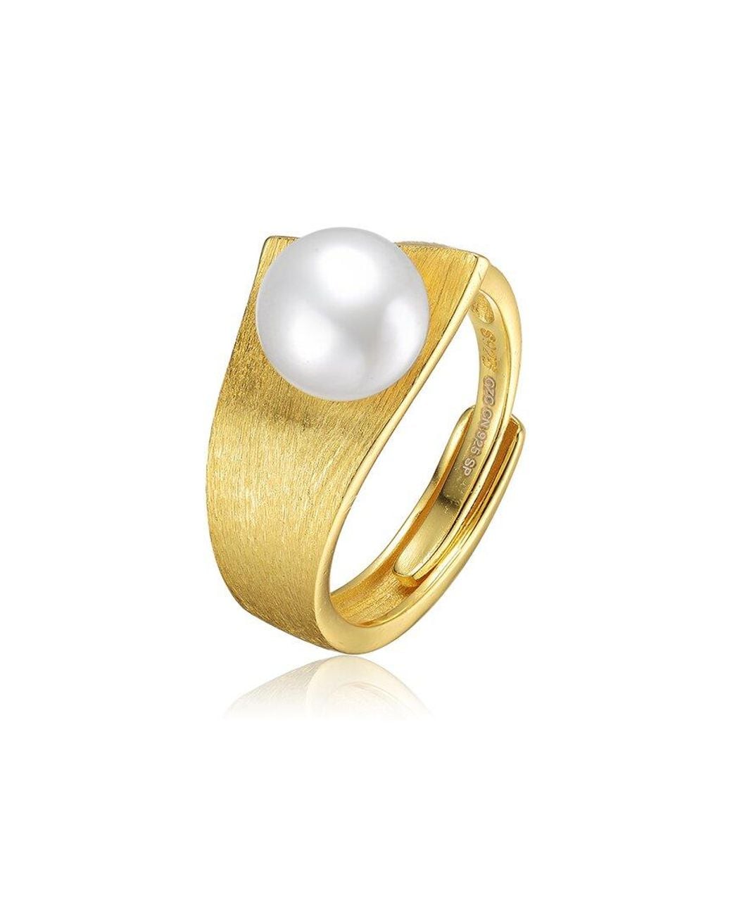 Genevive Jewelry Metallic 14k Over Silver Pearl Ring