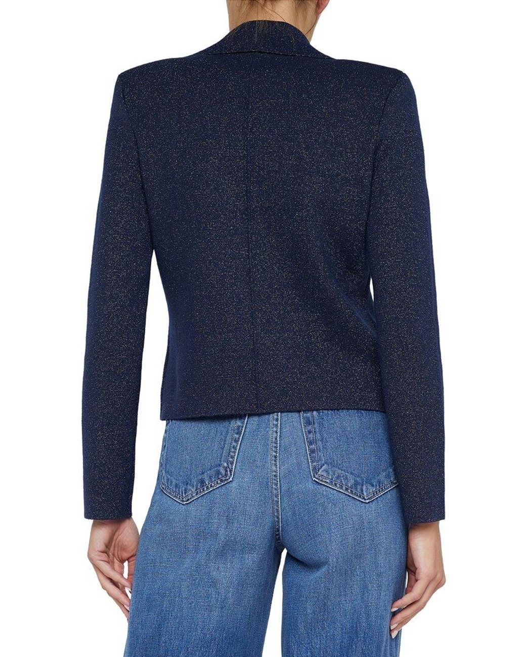 L'Agence Blue Chia Metallic Knit Biker