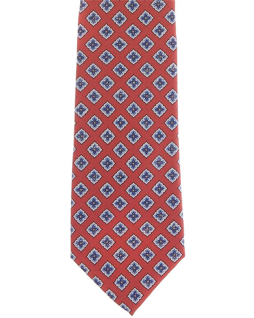 Canali Red Coral & Floral Silk Tie for men