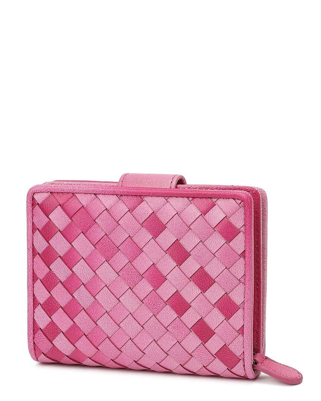 Tiffany & Fred Paris Pink Woven Leather Wallet