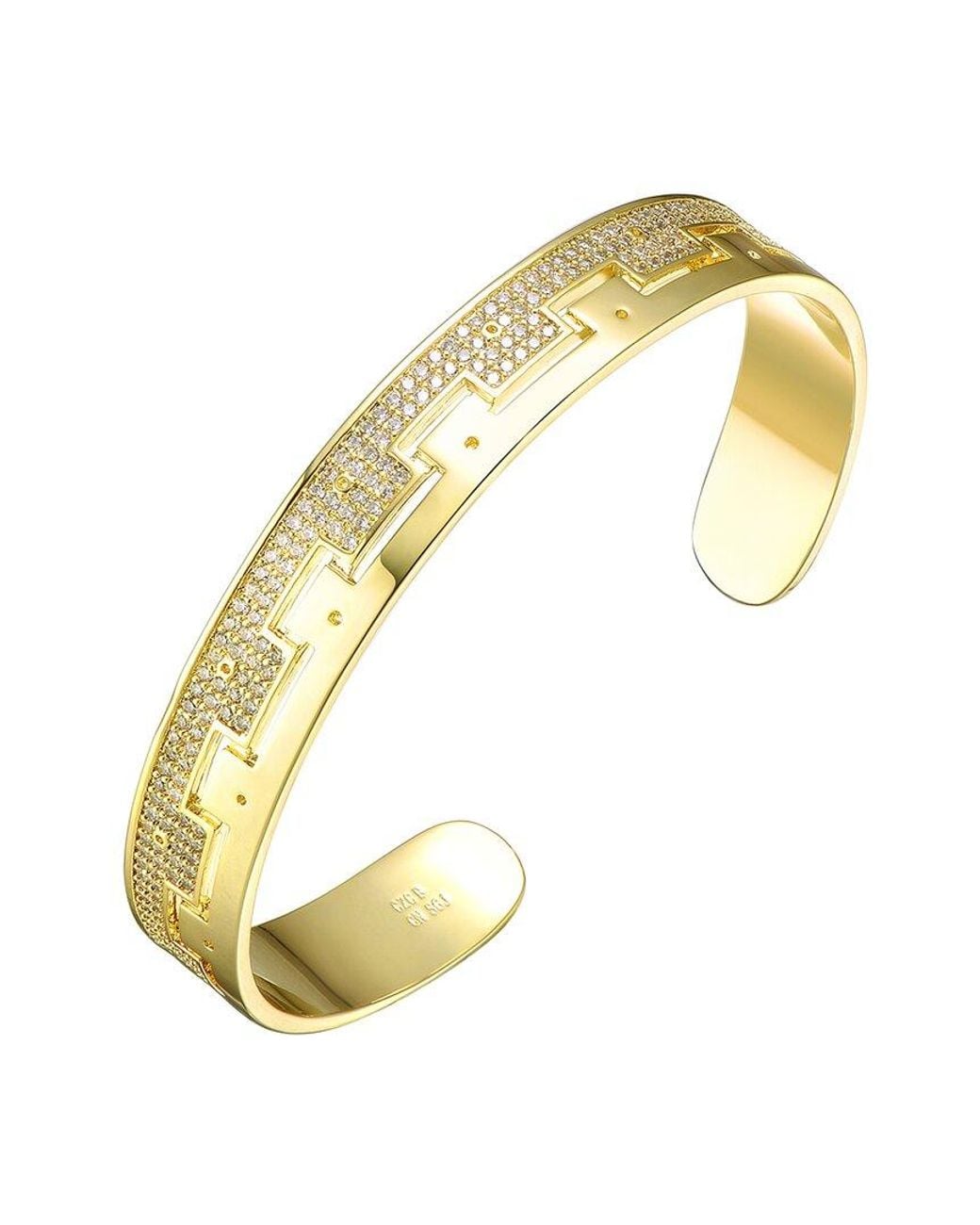 Rachel Glauber Metallic 14k Plated Cz Cuff Bracelet