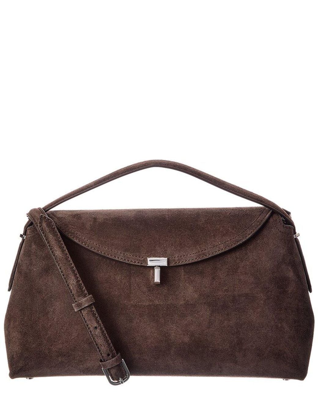 Totême Brown T-Lock Suede Satchel