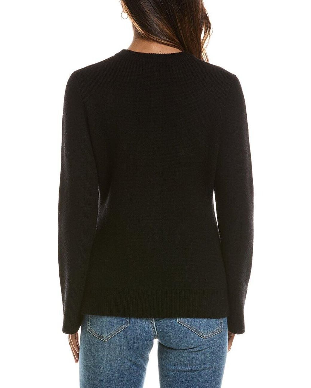 Forte Black Double Knit Button Crew Wool & Cashmere-Blend Cardigan