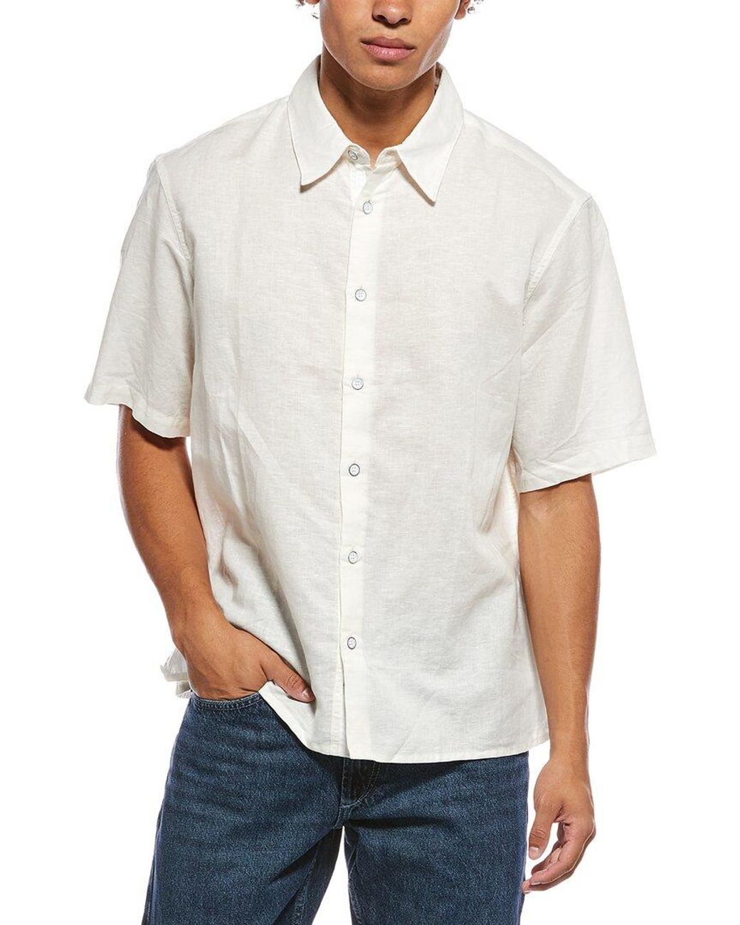 Rag & Bone White Dalton Linen Shirt for men