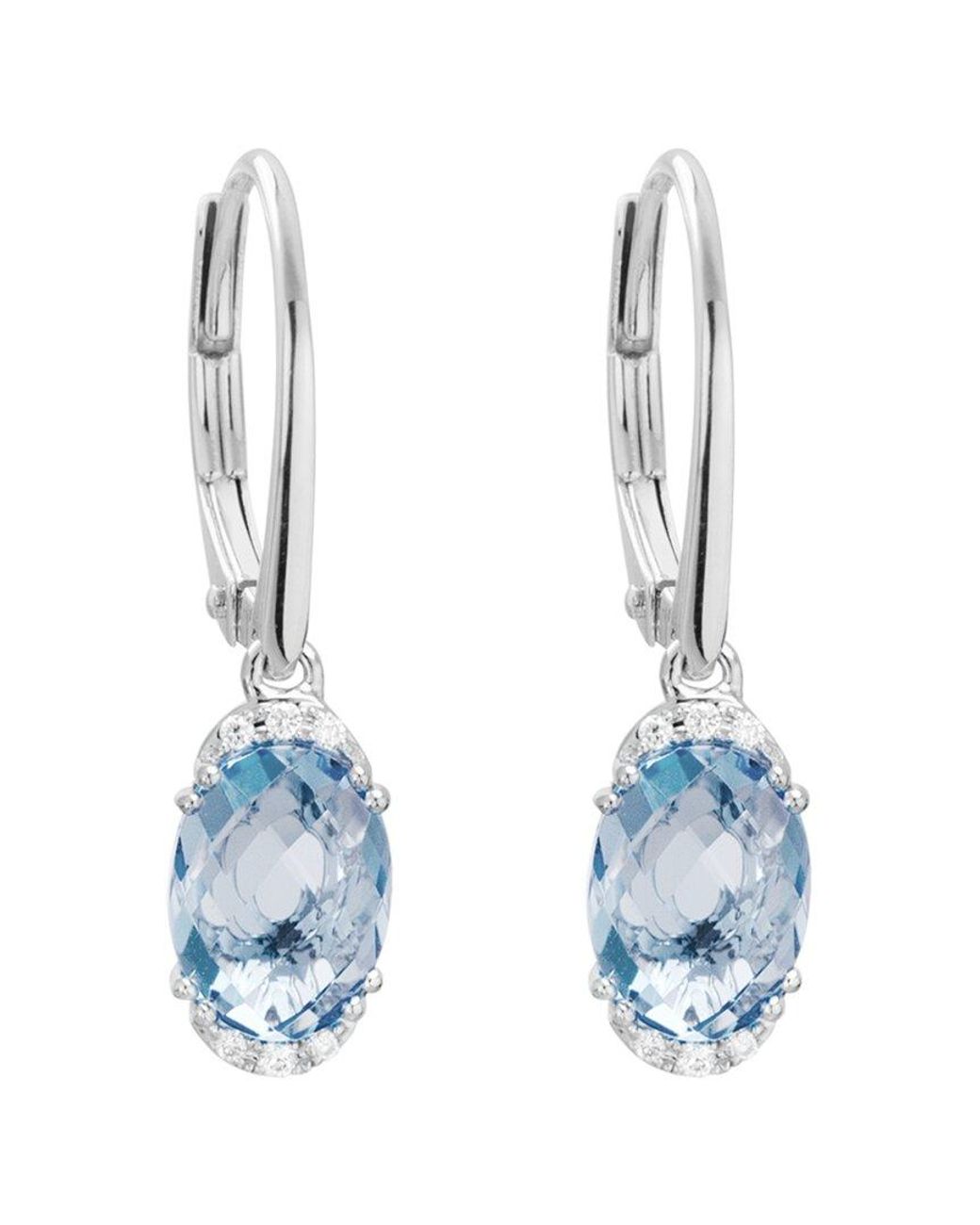 Diamond Select Cuts Blue 14k Diamond .05 Ct. & 2.10 Ct. Aquamarine Earrings