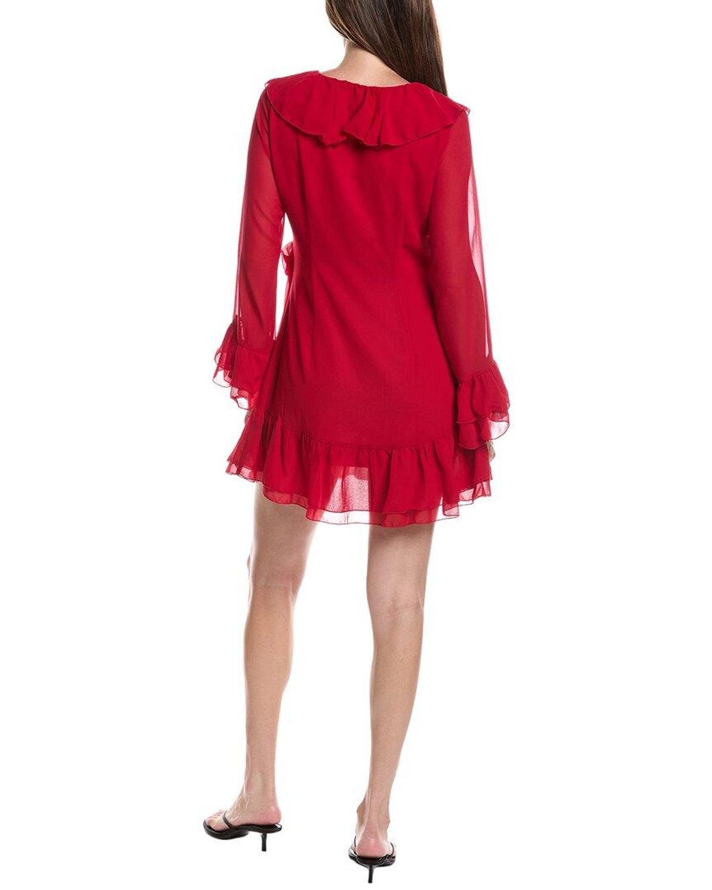 LAYERED WITH LOVE Red Rosaria Printed Lace Mini Dress