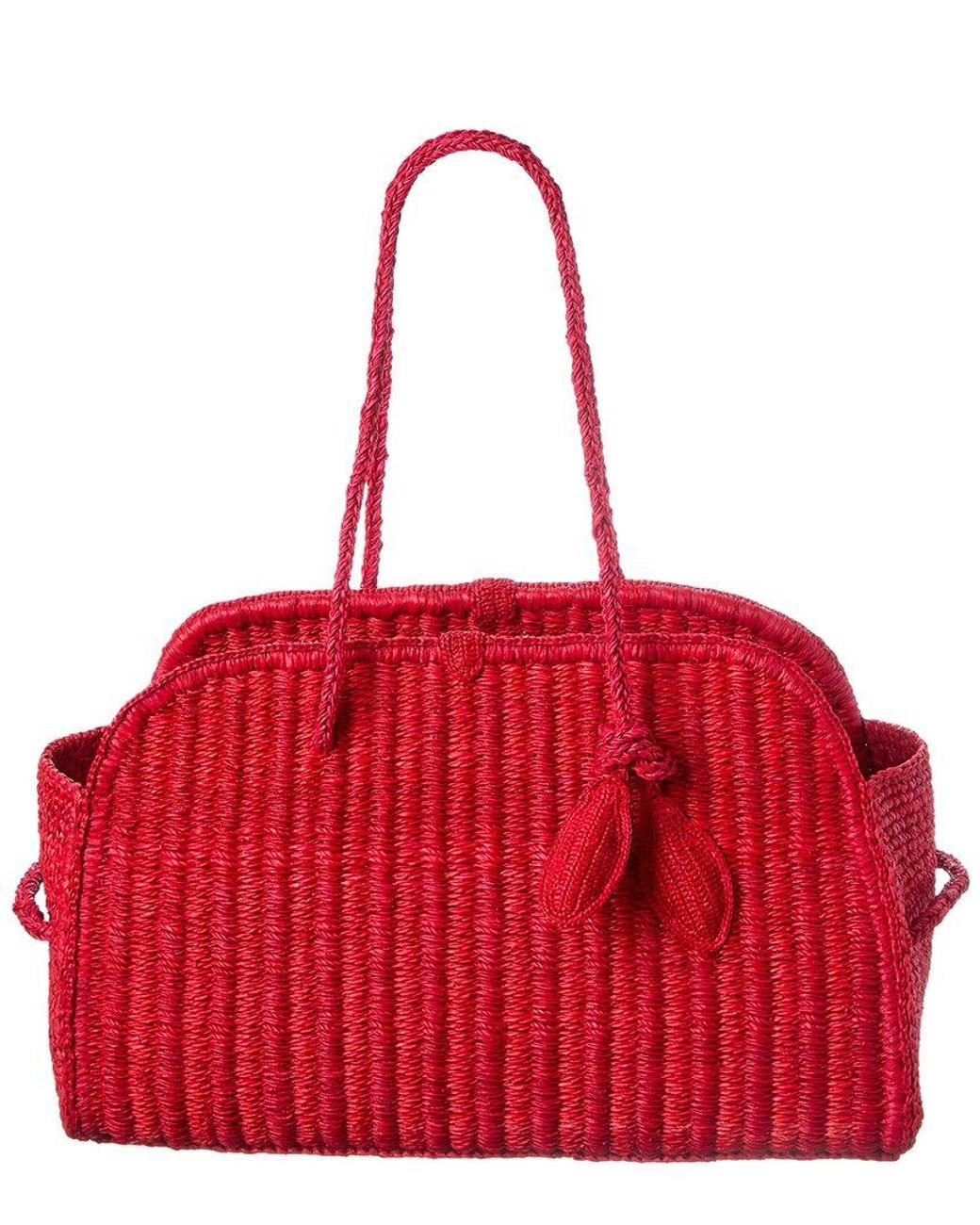 Jacquemus Red Turismo Raffia Satchel