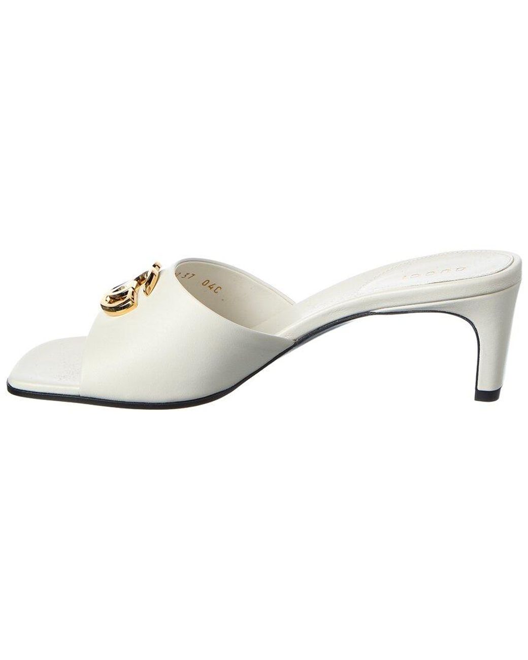 Gucci White Double G Leather Sandal
