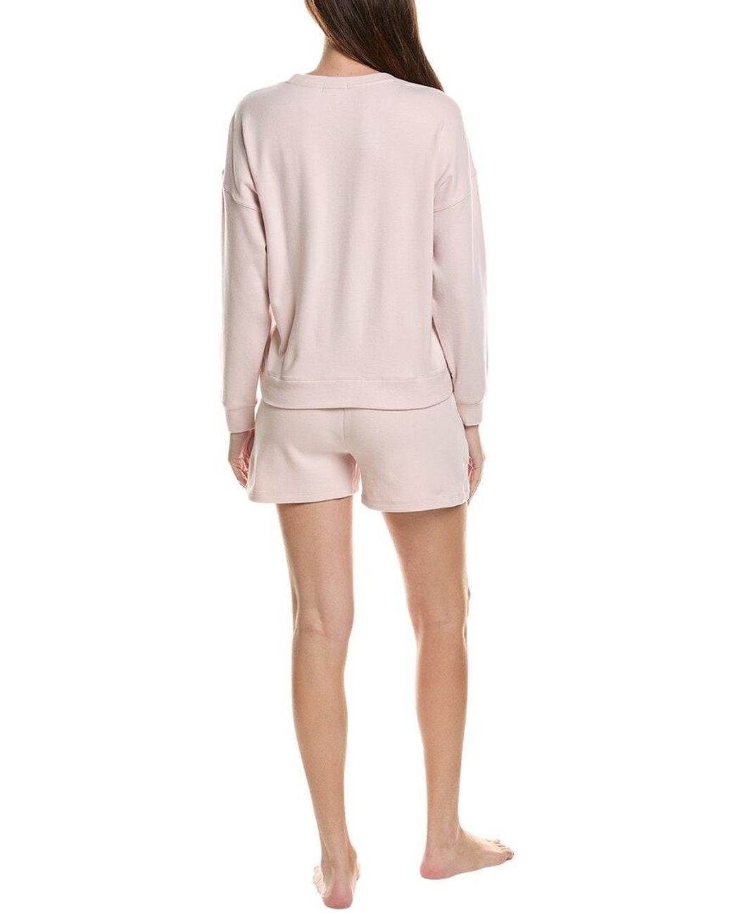 Barefoot Dreams Pink 2Pc Brushed Fleece Top & Short Set