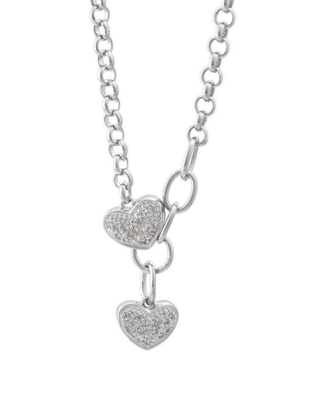 Diamond Select Cuts White Silver 0.1 Ct. Tw. Diamond Heart Necklace