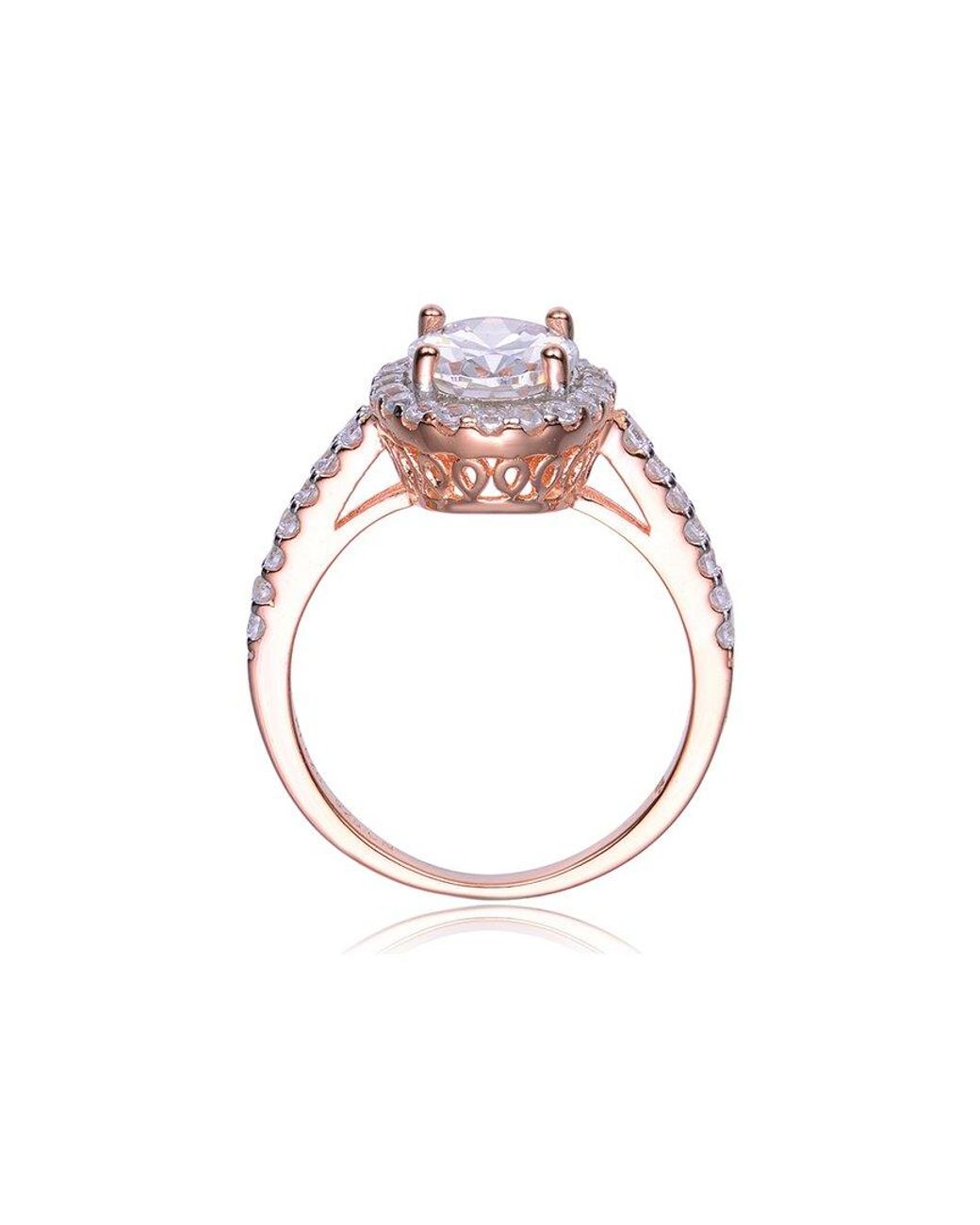 Genevive Jewelry White 14k Rose Gold Vermeil Ring