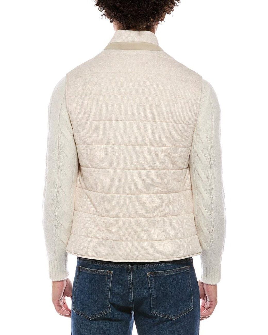 Eleventy Natural Quilted Reversible Linen & Wool-Blend Vest for men