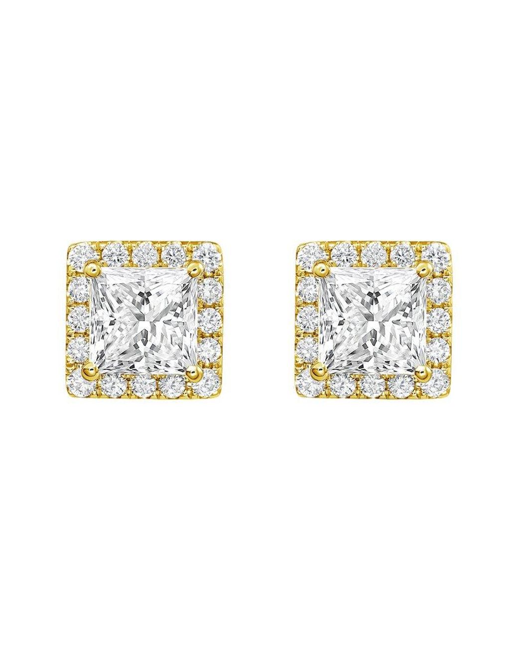 Diana M Metallic 14K 9.00 Ct. Tw. Lab-Grown Diamond Halo Earrings