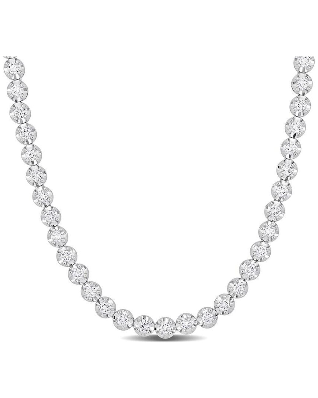 Lab Grown Diamonds White Created Forever 14K 10.74 Ct. Tw. Lab-Grown Diamond Tennis Necklace
