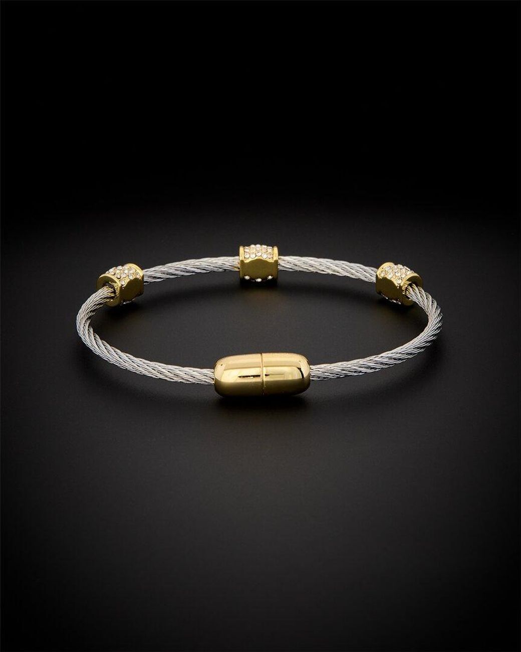 Juvell Black 18K Plated Cz Twisted Mesh Bangle Bracelet