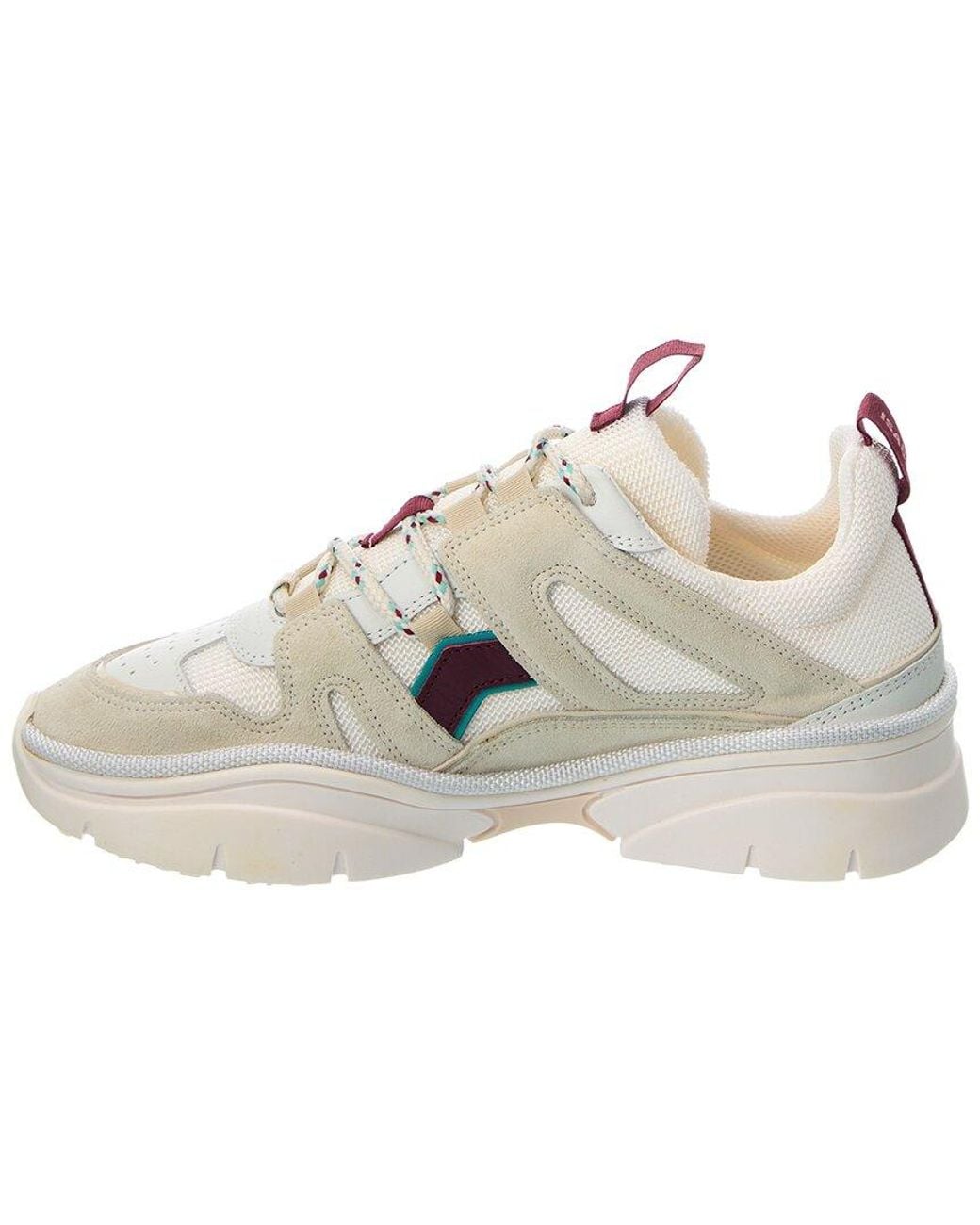 Isabel Marant White Kindsay Leather & Suede-Trim Sneaker