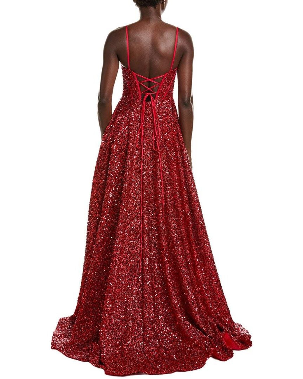 Issue New York Red Sequin Lurex Gown