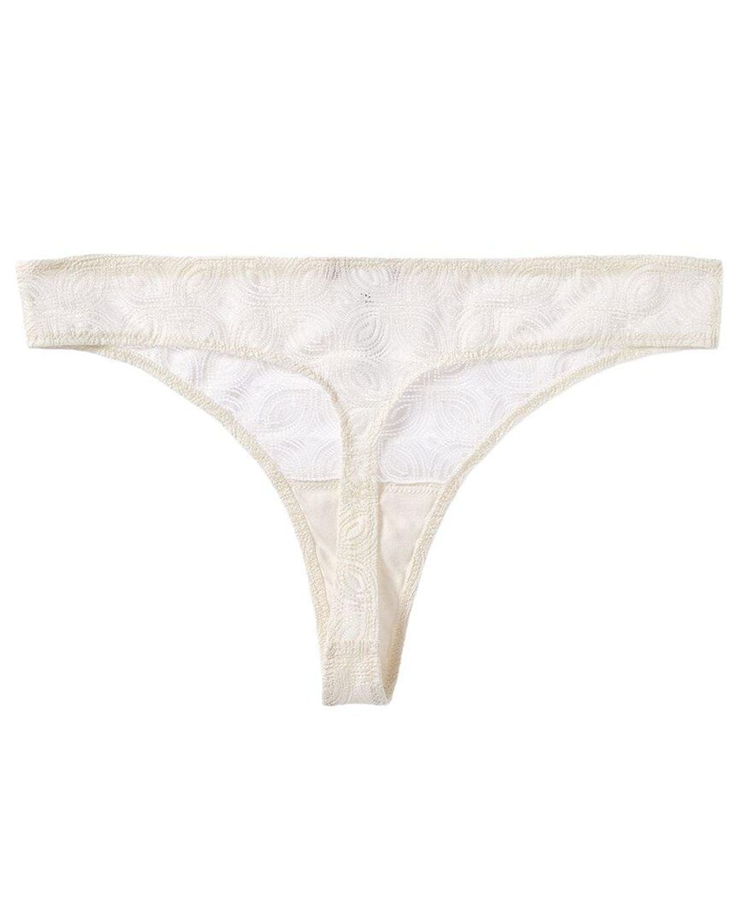 Hanro White Geometric Lace Thong