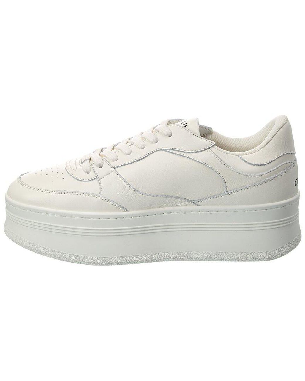 Céline White Triomphe Leather Wedge Sneaker