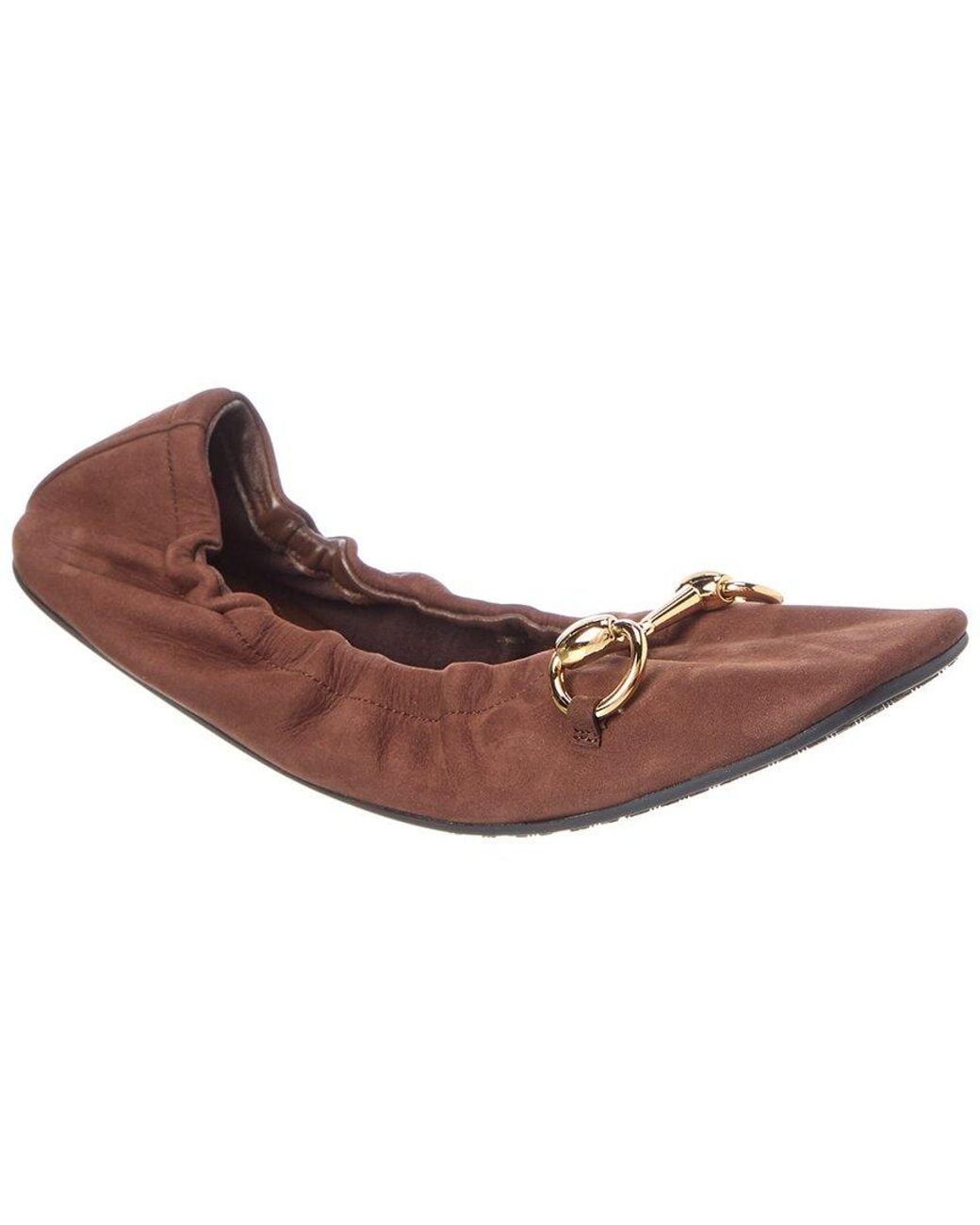 Gucci Brown Prima Leather Ballet Flat