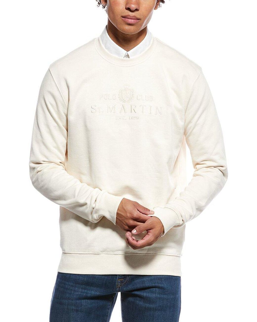 Polo Club St. Martin White Felpa Girocollo Crewneck Sweatshirt for men