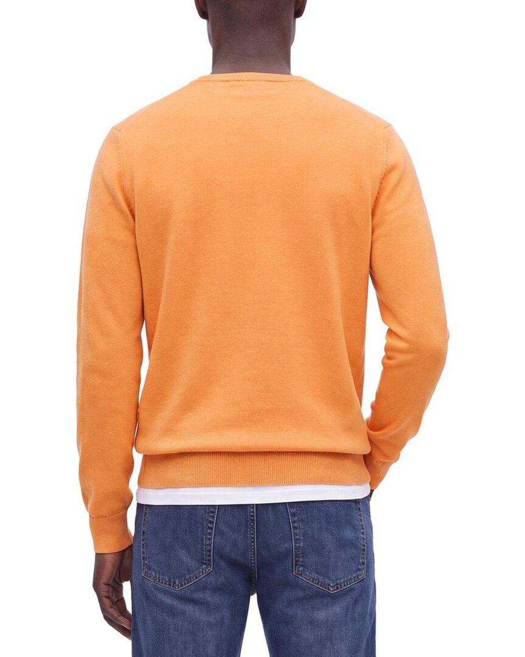 Gran Sasso Orange 100% Cashmere Crewneck Sweater for men