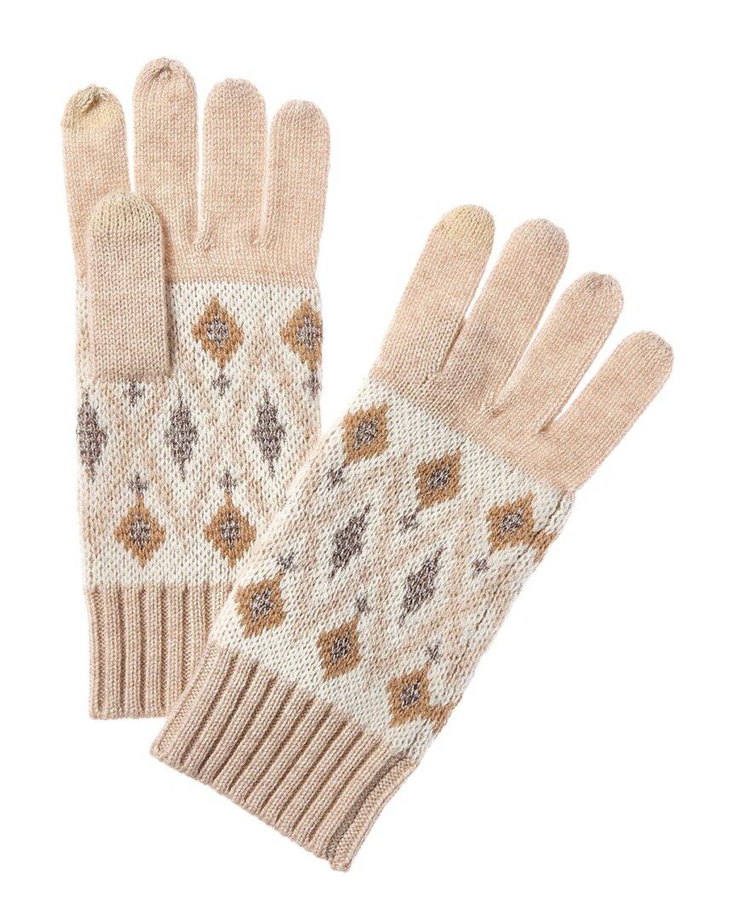 Sofiacashmere Natural Sofiacashmere Fairisle Lurex Wool & Cashmere-Blend Glove