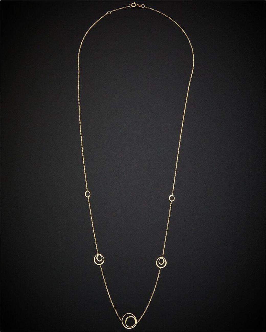 Italian Gold Black 14k Imperfect Circles Station Necklace