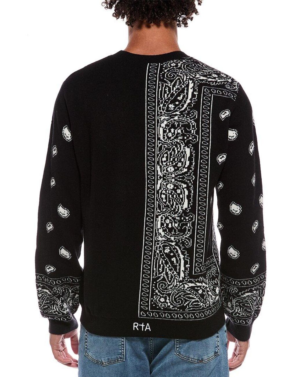 RTA Black Creed Wool & Cashmere-Blend Crewneck Sweater for men