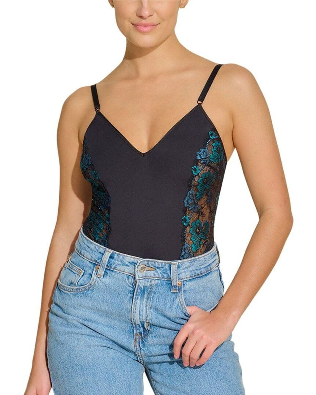 Cosabella Blue Bisou Lace Side Panel Bodysuit