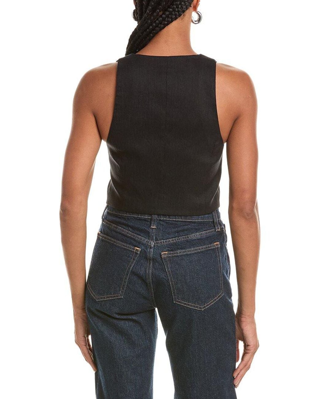 Alice + Olivia Blue Donna Linen-Blend Vest