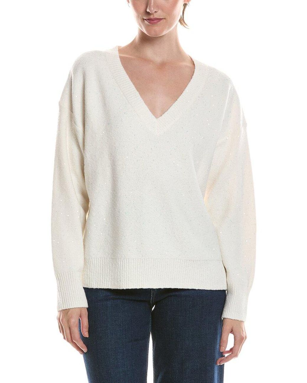 Michael Stars White Francis V-neck Sweater