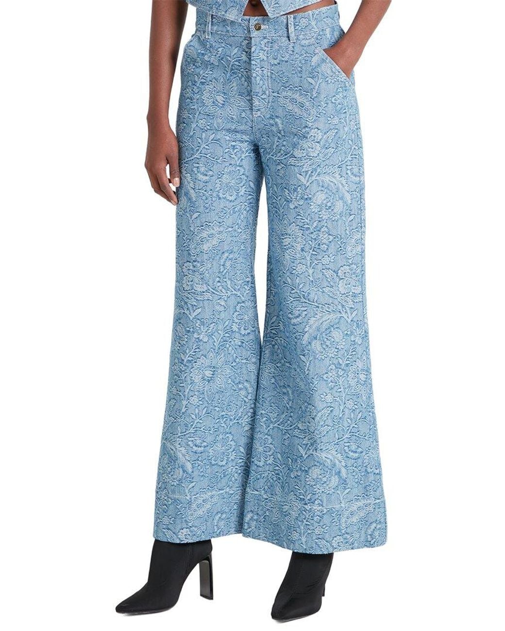 Temperley London Blue Francis Denim Wide Leg Trouser