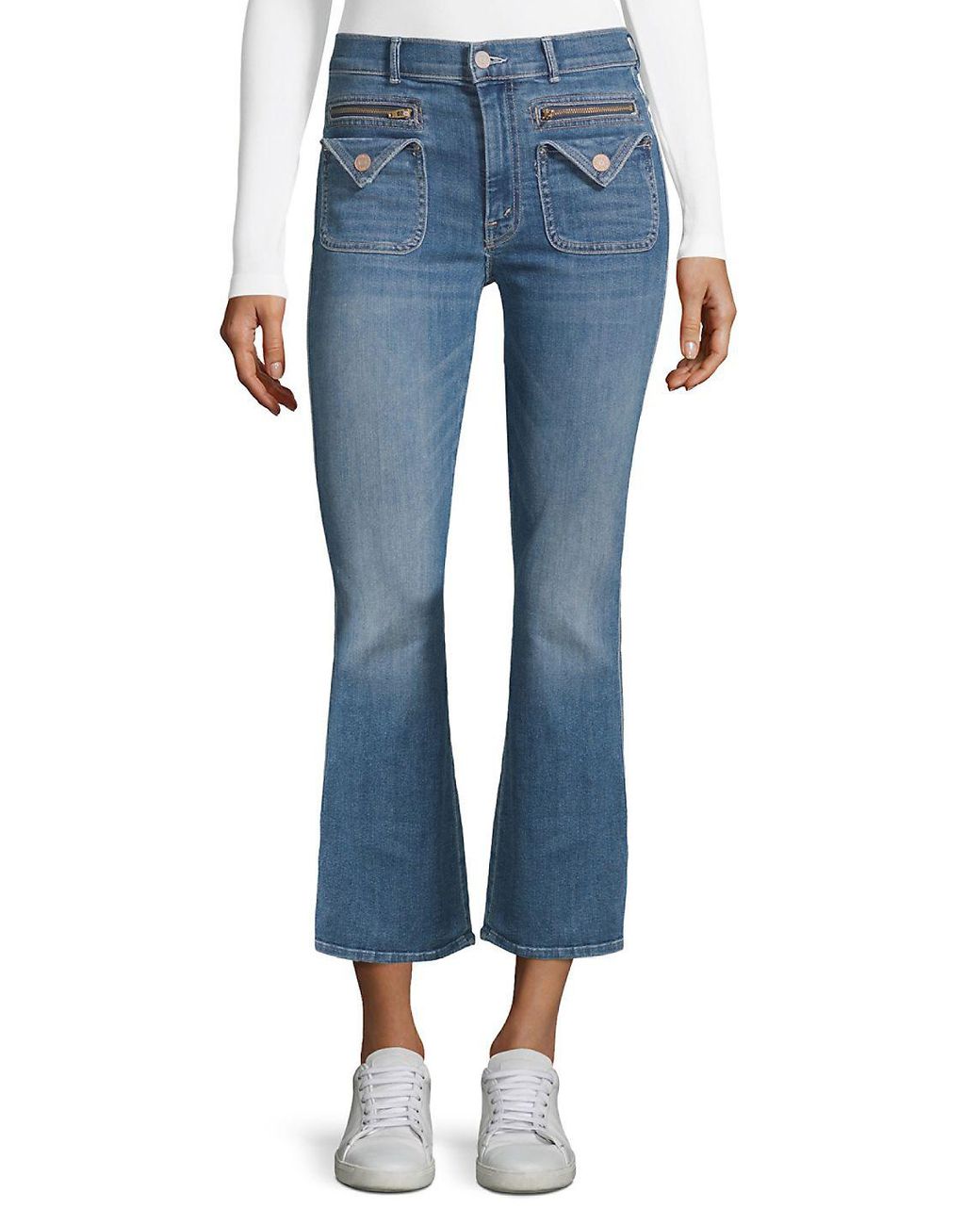 Mother Patch-pocket Flare Jeans in Blue | Lyst