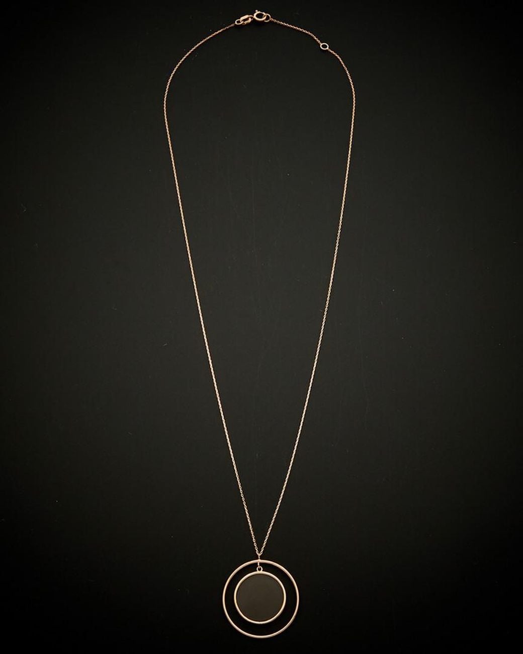 Italian Gold Black 14k Italian Rose Gold Smoky Quartz Pendant Necklace