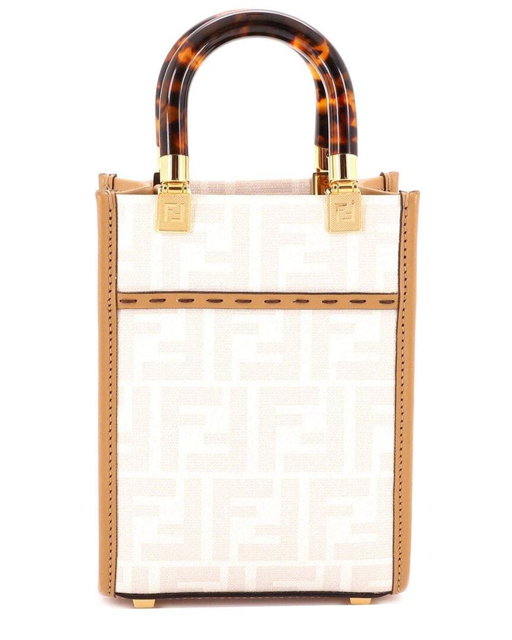 Fendi Metallic Printed Zucca Coated Canvas Sunshine Shopper Tote Mini (Authentic Pre-Loved)